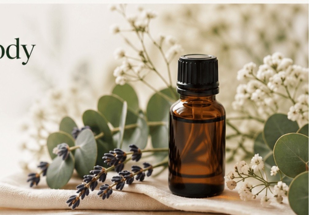 Přírodní vonné oleje — lahvička s eukalyptem a levandulí